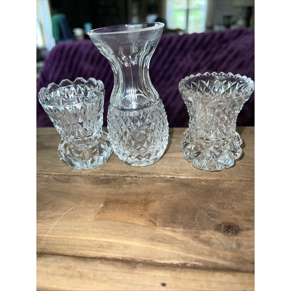 Cut Crystal Collection of Toothpick Holders/Small Vases